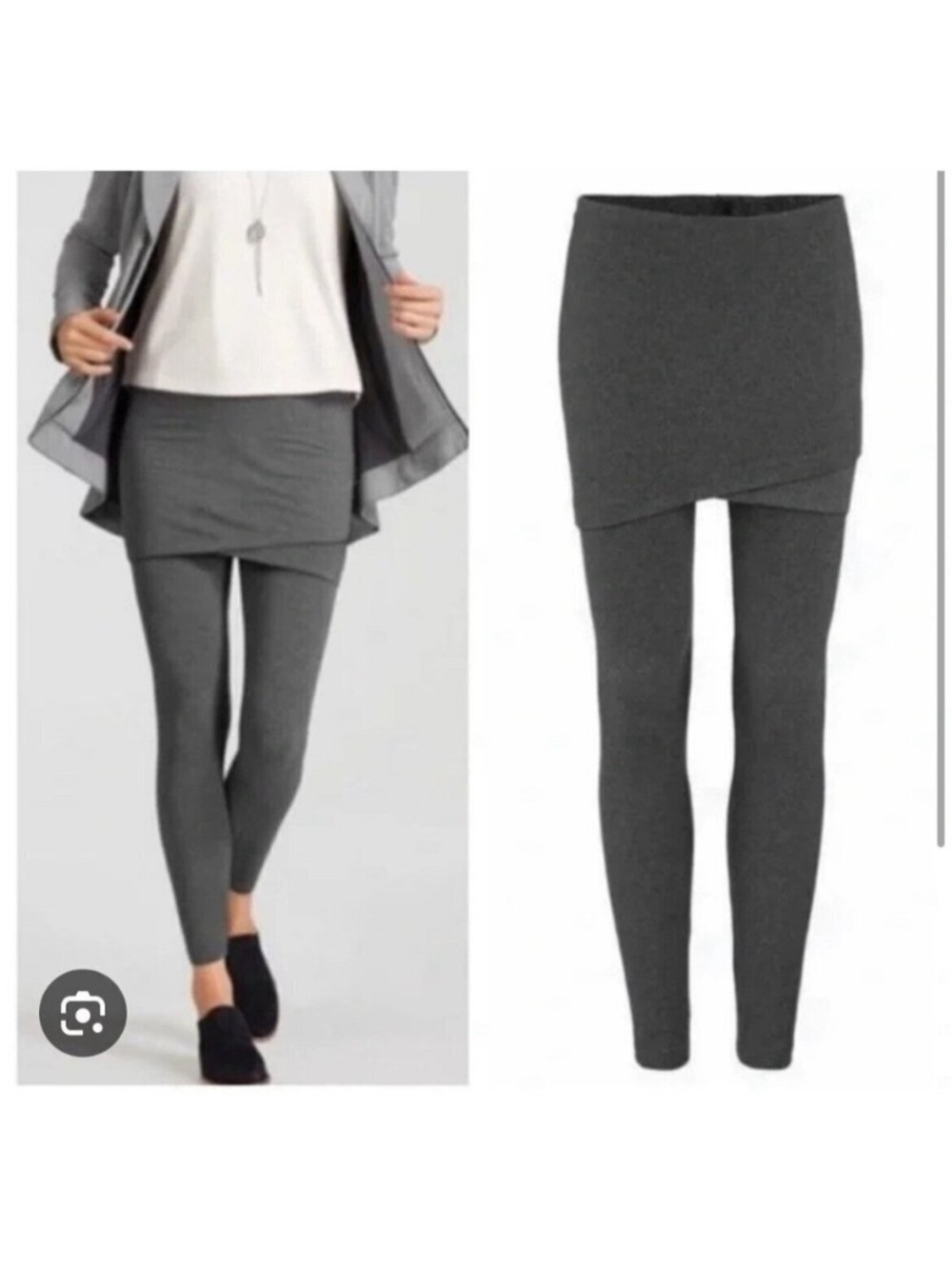 Cabi Charcoal Gray Skirt with Leggings Style 3577 Size Large